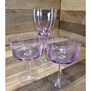 3 Block Watercolors Twilight Lilac Purple Alexandrite Neodymium Stemware Glass